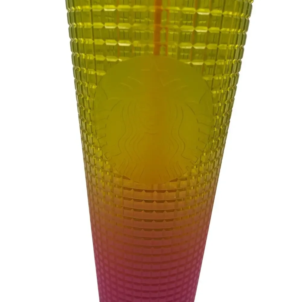 Starbucks Lemon Prism Spray Pink Gradient Ombre Summer 2022 Venti Tumbler 24 oz.